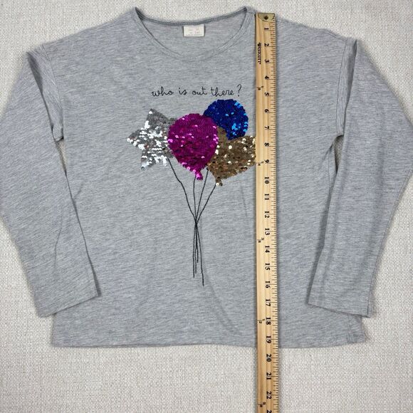 Zara Girls Flip Sequin Top Long Sleeve Gray Sequence Flipping Shirt Size 10 - Picture 8 of 10